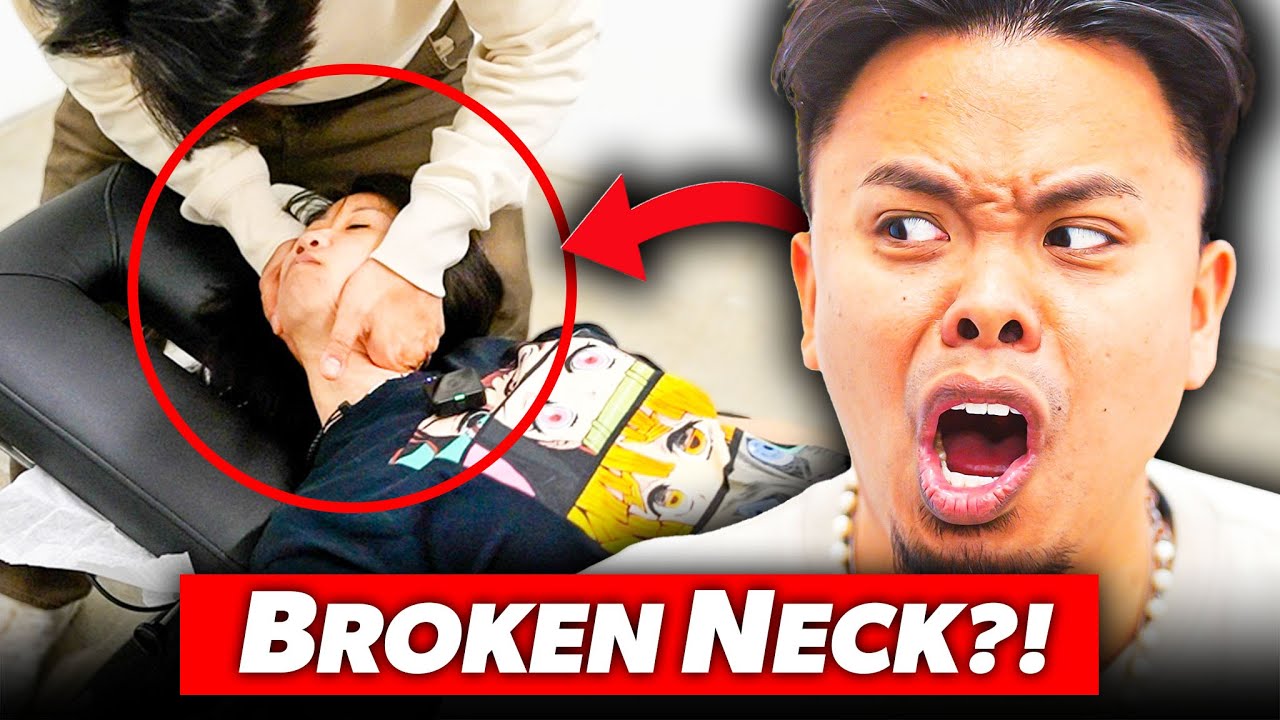 GIRL WITH **BROKEN NECK** GETS CRACKED!? 😱 | Back Pain Chiropractor Relief | Daily Vlog | Tubio
