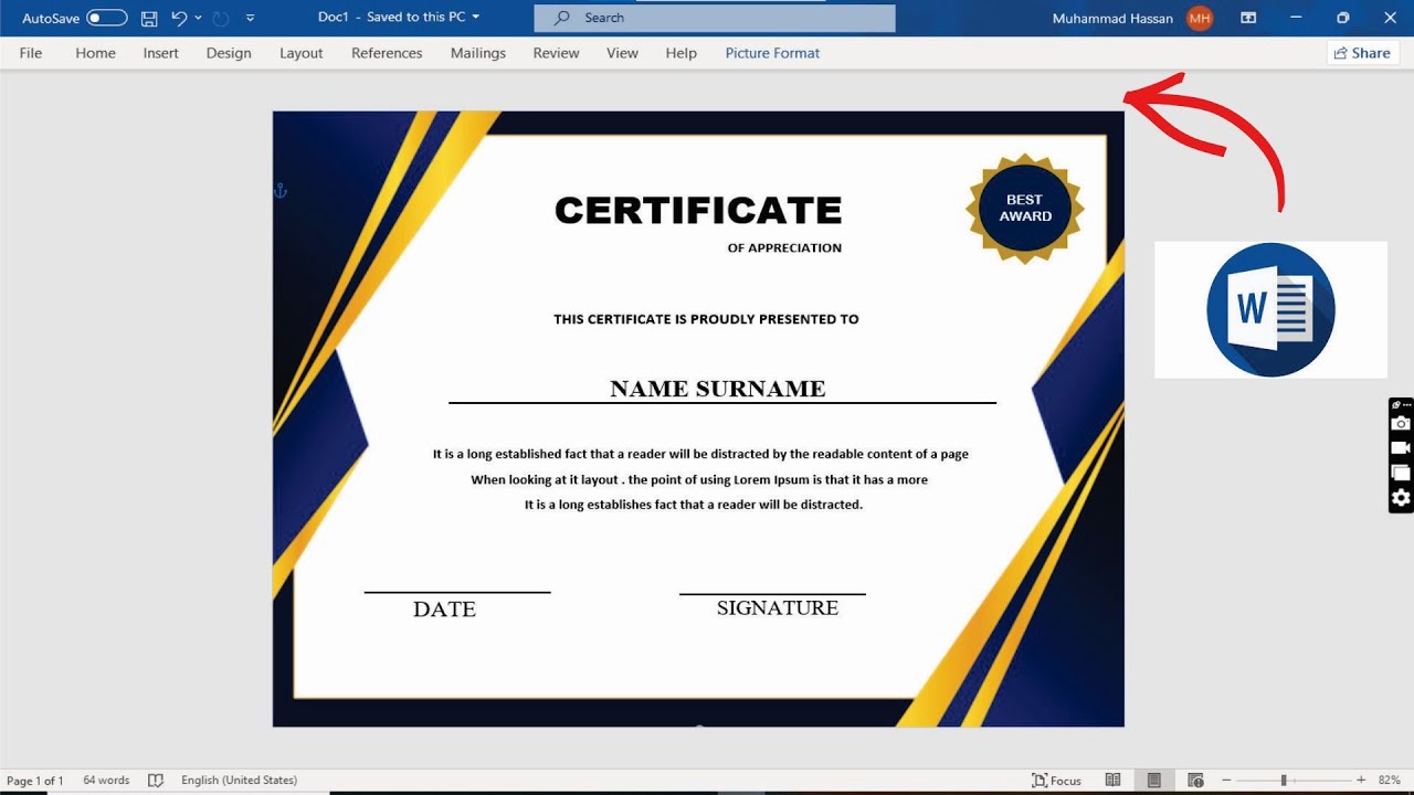 How To Make a Certificate Design in Microsoft Word | Certificate design | certificate kaise banaye