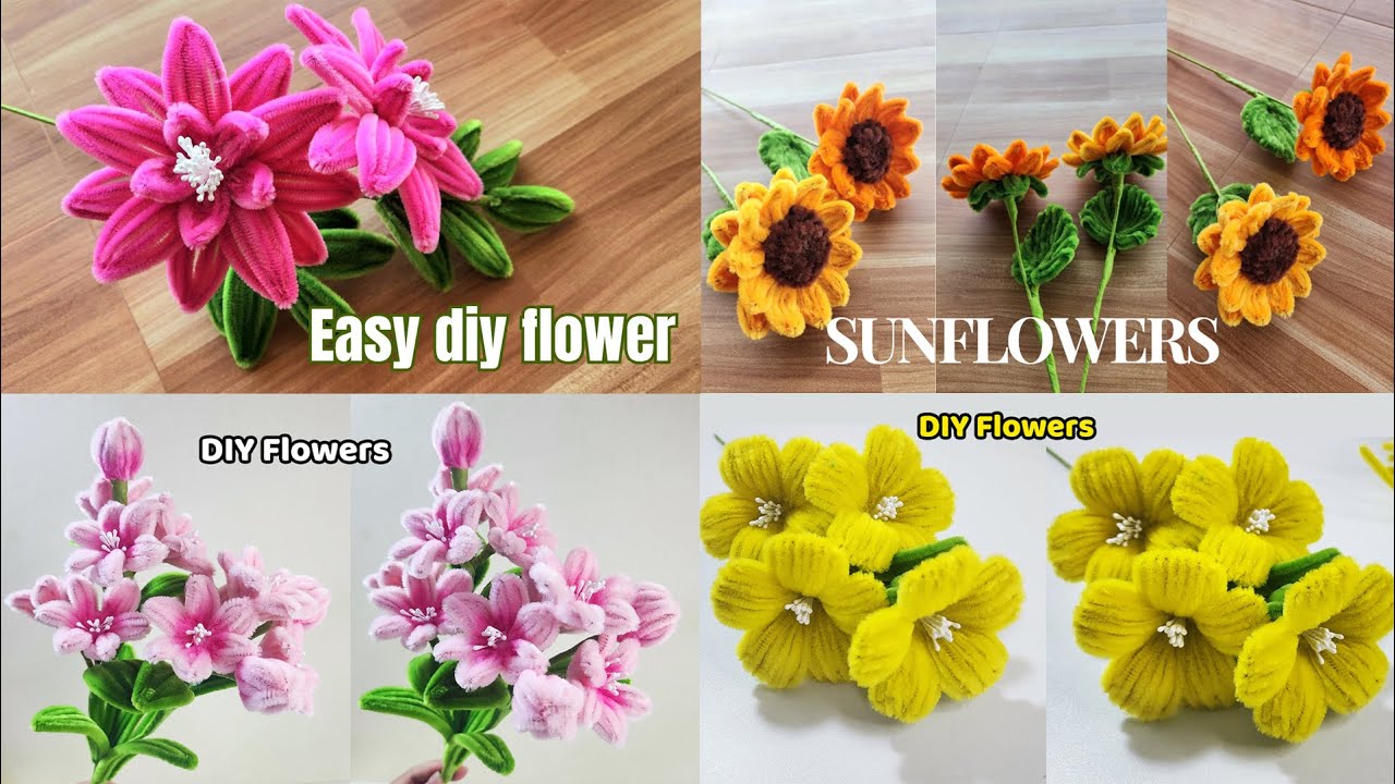 4 Easy DIY Flower Tutorials 🌼 | Beautiful Handmade Flowers | Handcraft Sreyneang