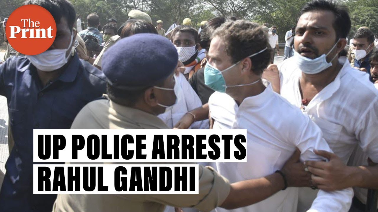 Rahul Gandhi arrested by UP Police as he & Priyanka Gandhi Vadra walked towards Hathras