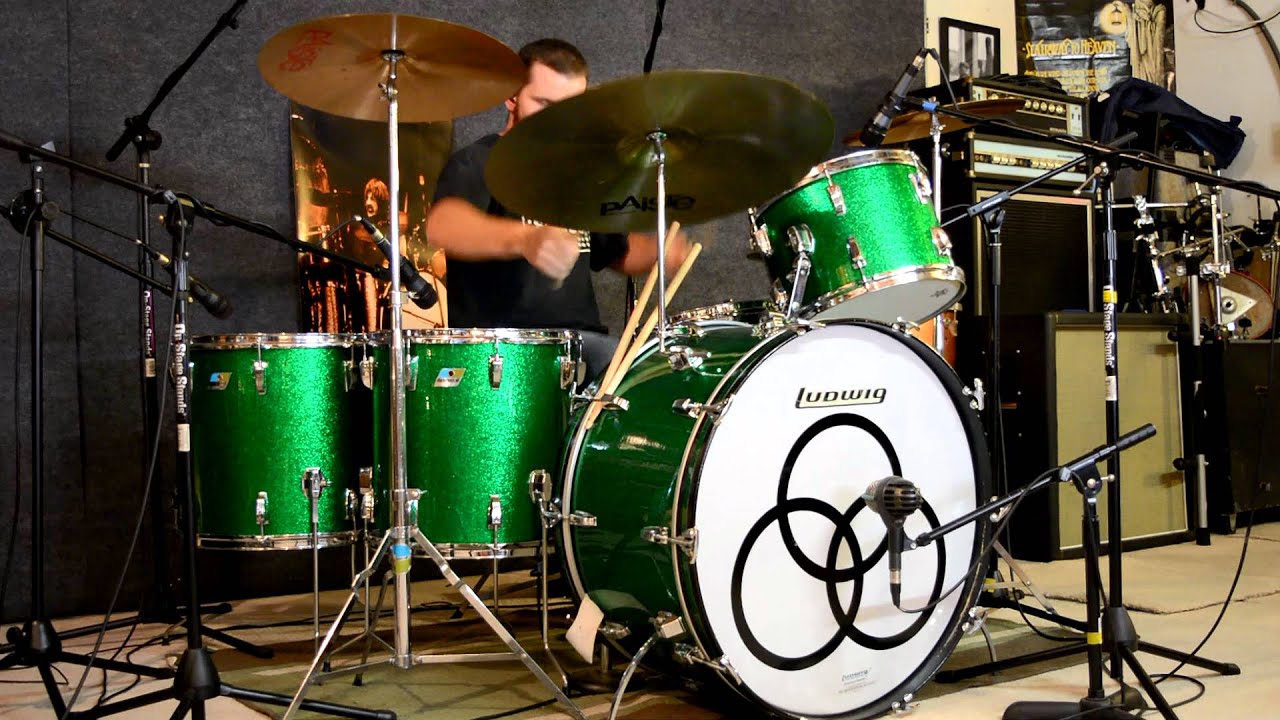 Led Zeppelin - Out On The Tiles *UPDATED* - Multi-Cam Drum Cover - w/o Music - Ludwig Green Sparkle