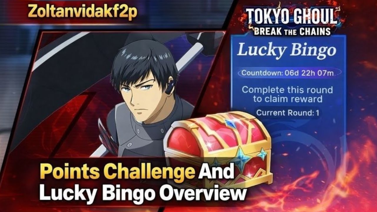 Обзор игры Points Challenge и Lucky Bingo в Tokyo Ghoul Break The Chains.