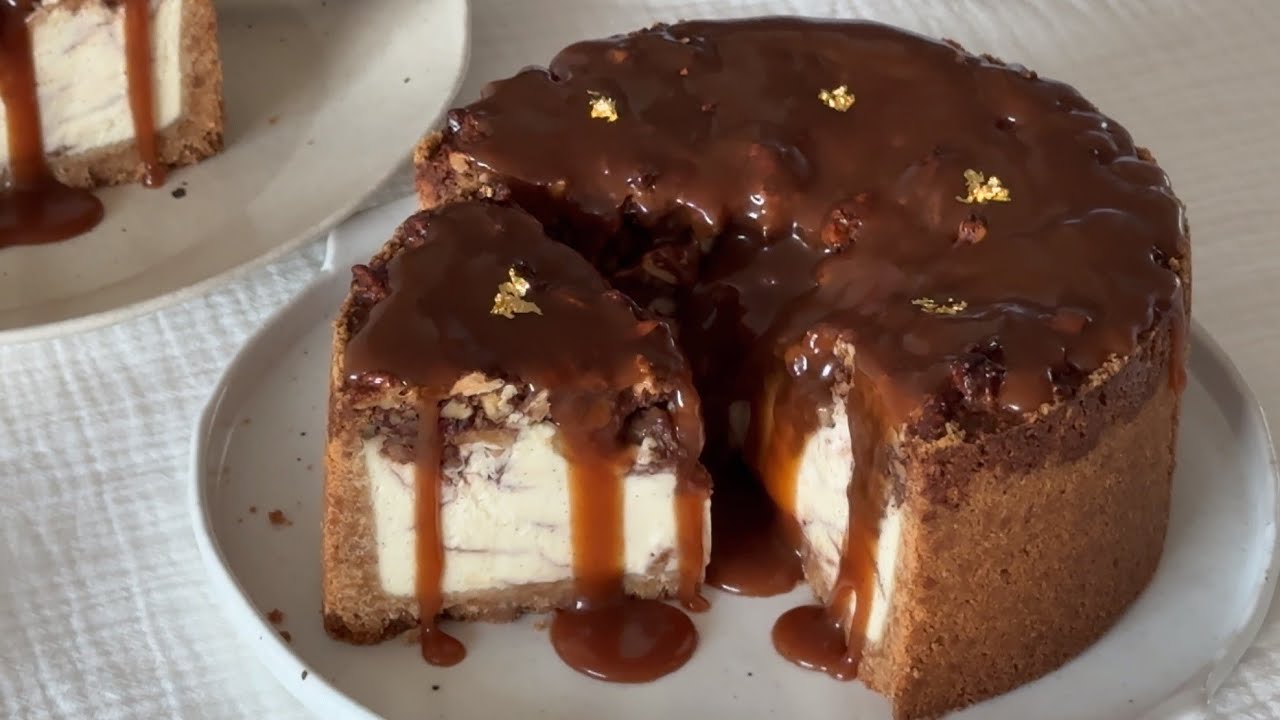풍미가 정말 좋은 카라멜 피칸 치즈케이크🍰