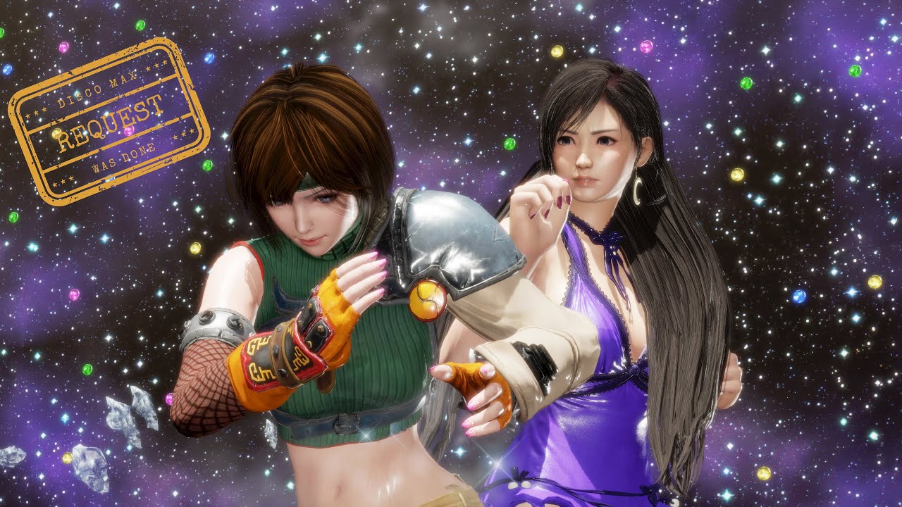 DOA6, Kula, Yuffie Kisaragi Vs Tamaki & Hitomi Tifa Lockhart, Kokoro Purple Dress, Dead or Alive 6