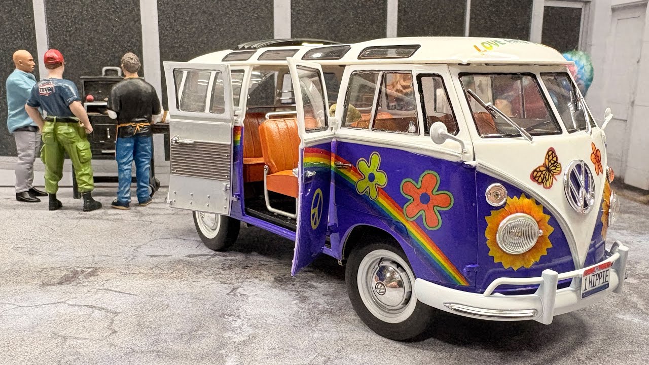 GrandpaMark’s Hobbies January 2026 Purple Group Build Revell VW T1 Flower Power Van Done Already.