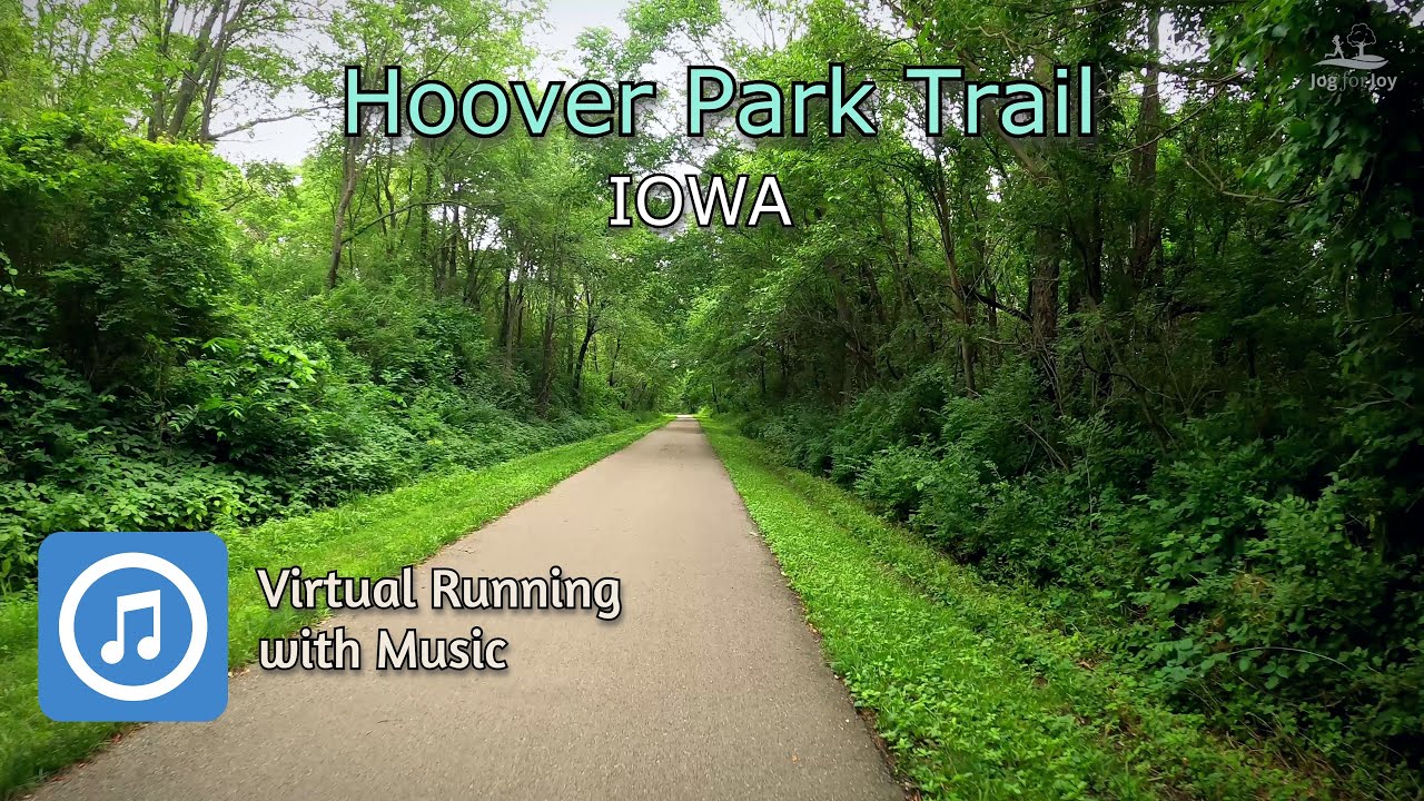 Virtual Running Video for Treadmill with Music: Explore the Scenic Hoover Nature Trail, Iowa, USA