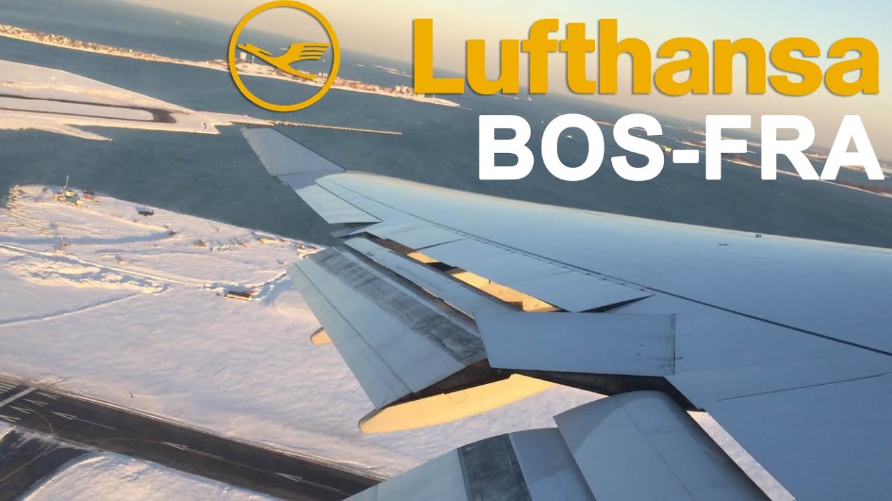 Lufthansa Boeing 747-400 Winter Takeoff Boston Logan Airport LH423