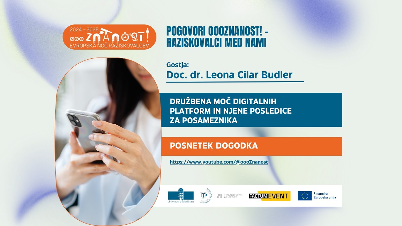 Pogovori oooZnanost! – Raziskovalci med nami (gostja: doc. dr. Leona Ciler Budler)