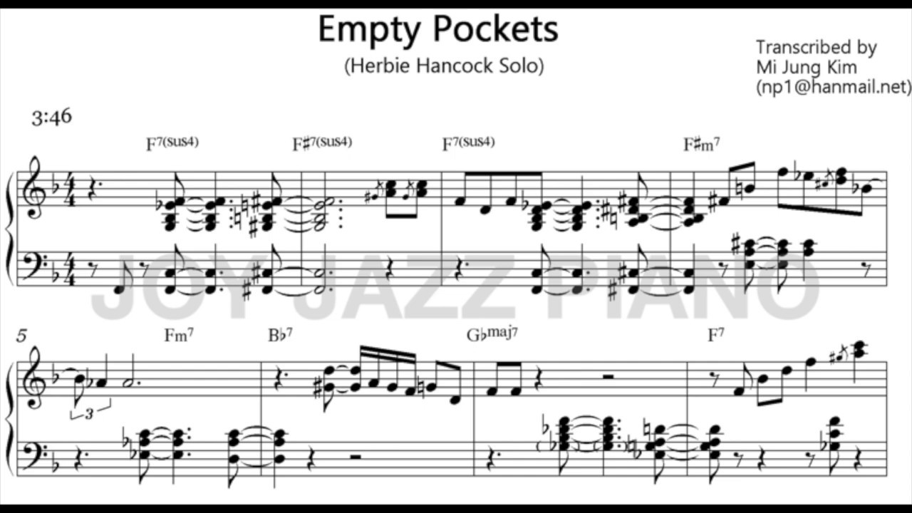 Herbie Hancock- Empty Pockets (Solo Transcription)