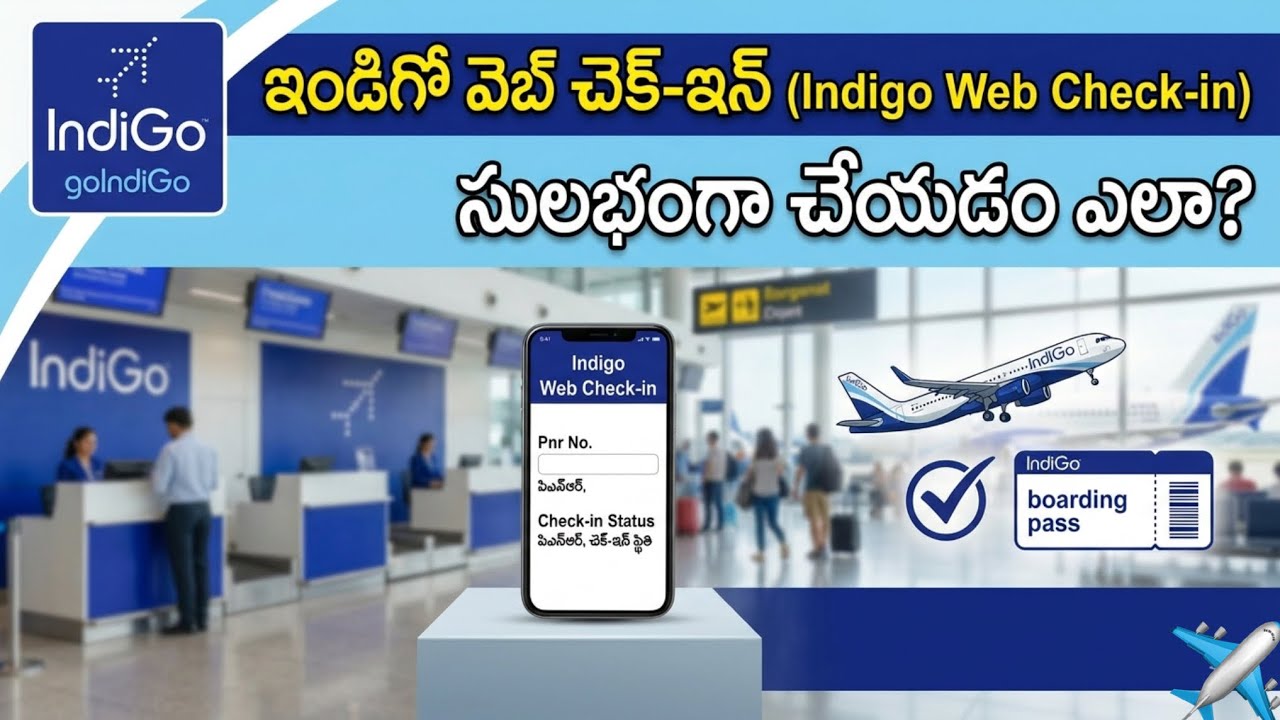 Indigo Web Check-in Process in Telugu | How to do Indigo  domestic flight Web Check-in#indigo