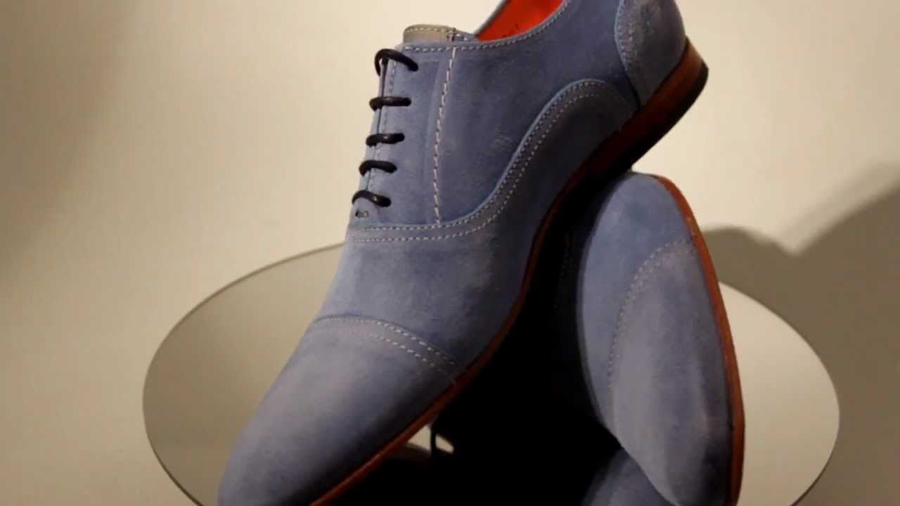 Van Lier 5352 veterschoen - Lichtblauw suede, wijdte G1/2