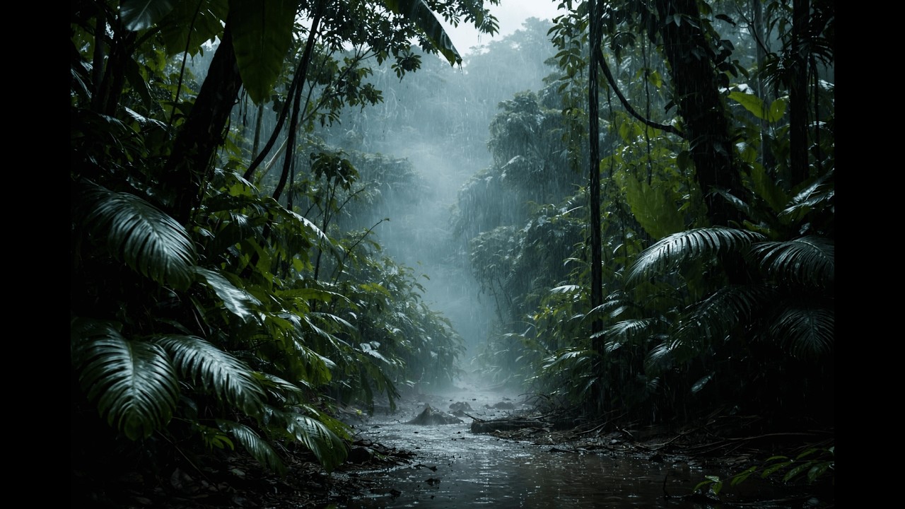 Tropical Forest Rain 🌿 | Jungle Rain Sounds for Deep Sleep & Relaxation | 4K ASMR | 1 hour