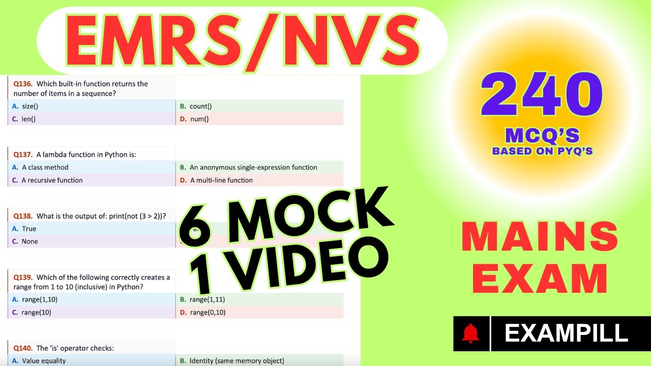 LIVE.. Chapter Wise MCQ's PYQ Based |  EMRS MAINS | KVS/NVS Mains | #EMRS NVS #KVS | Part 1 |