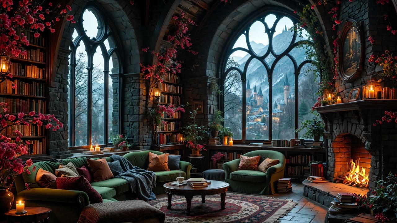 Warm Fire & Cozy Spring Corner 🌿 A Soothing Night Ambience for Deep Relaxation