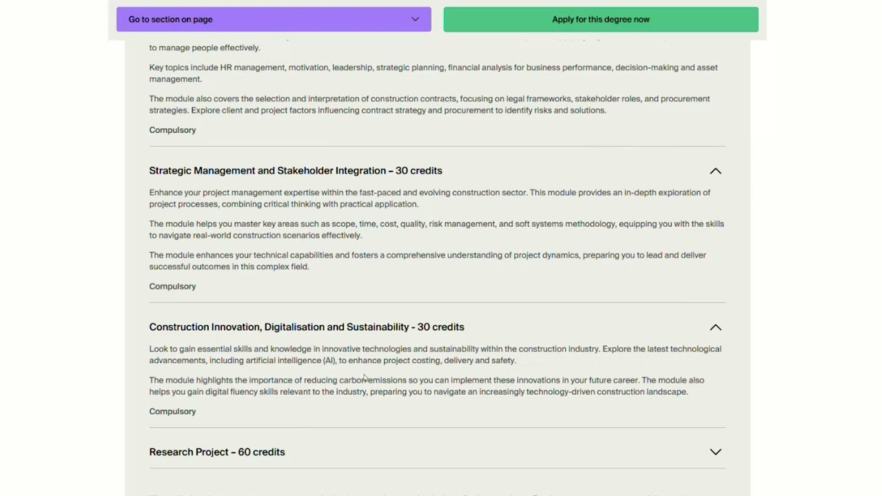 Master's in Construction with BIM overview