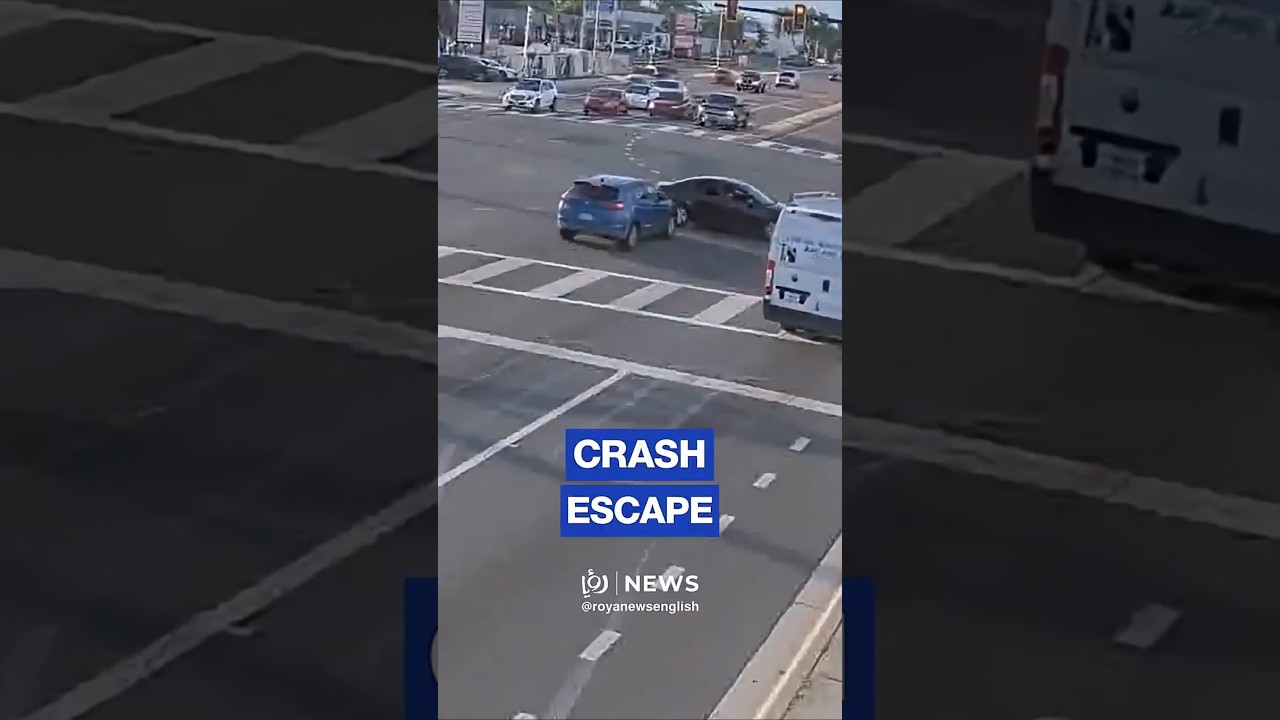 Traffic cameras catch driver's narrow escape from horrific crash