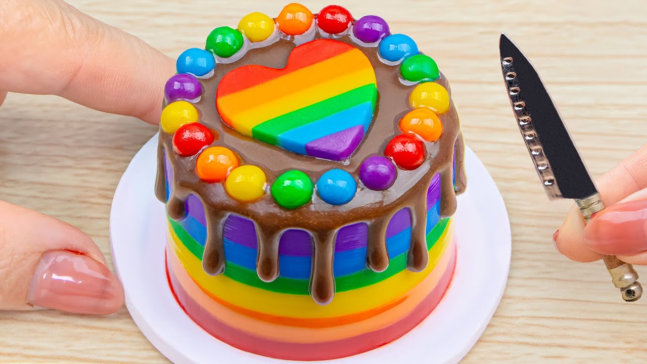Amazing Rainbow Cakes Dessert 🌈Best Miniature Chocolate Rainbow Heart Cake Decorating