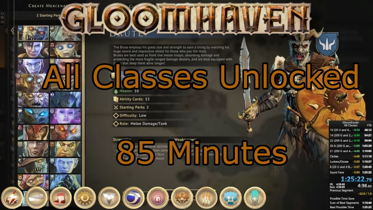 Gloomhaven All Classes Unlocked WR in 1:25:22