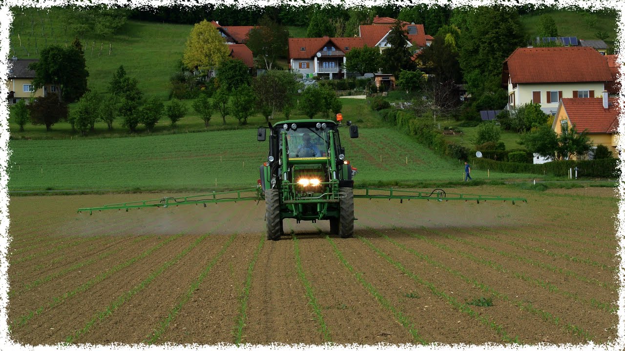 Mais spritzen | John Deere 6230 Premium mit Jessernig 1000l Spritze