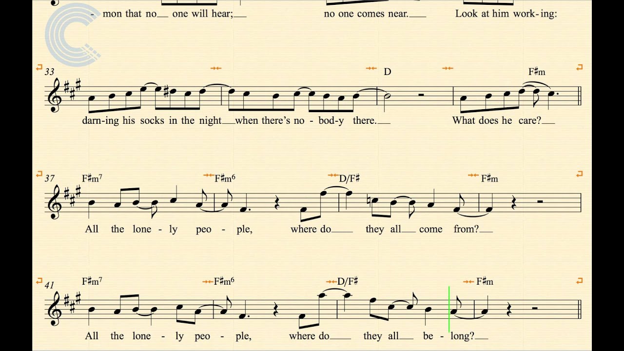 Tenor Sax - Eleanor Rigby - The Beatles - Sheet Music, Chords, & Vocals