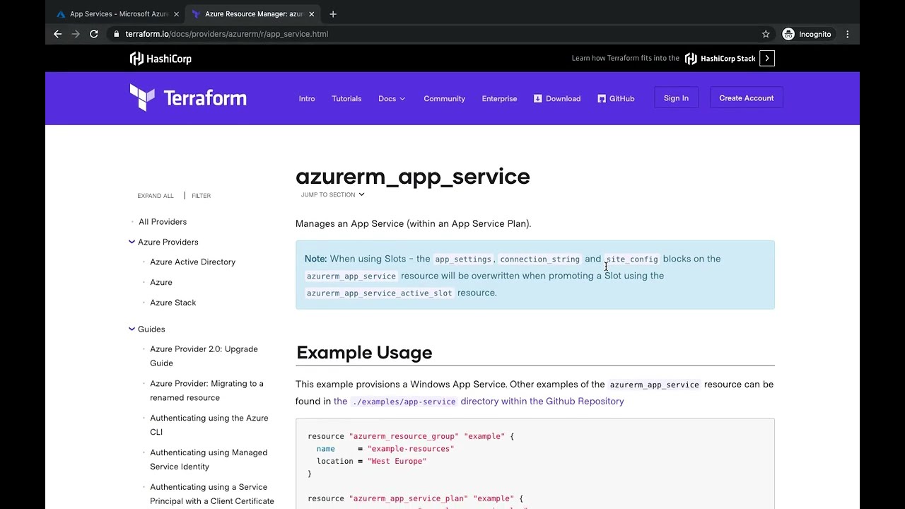 Служба приложений Azure Terraform