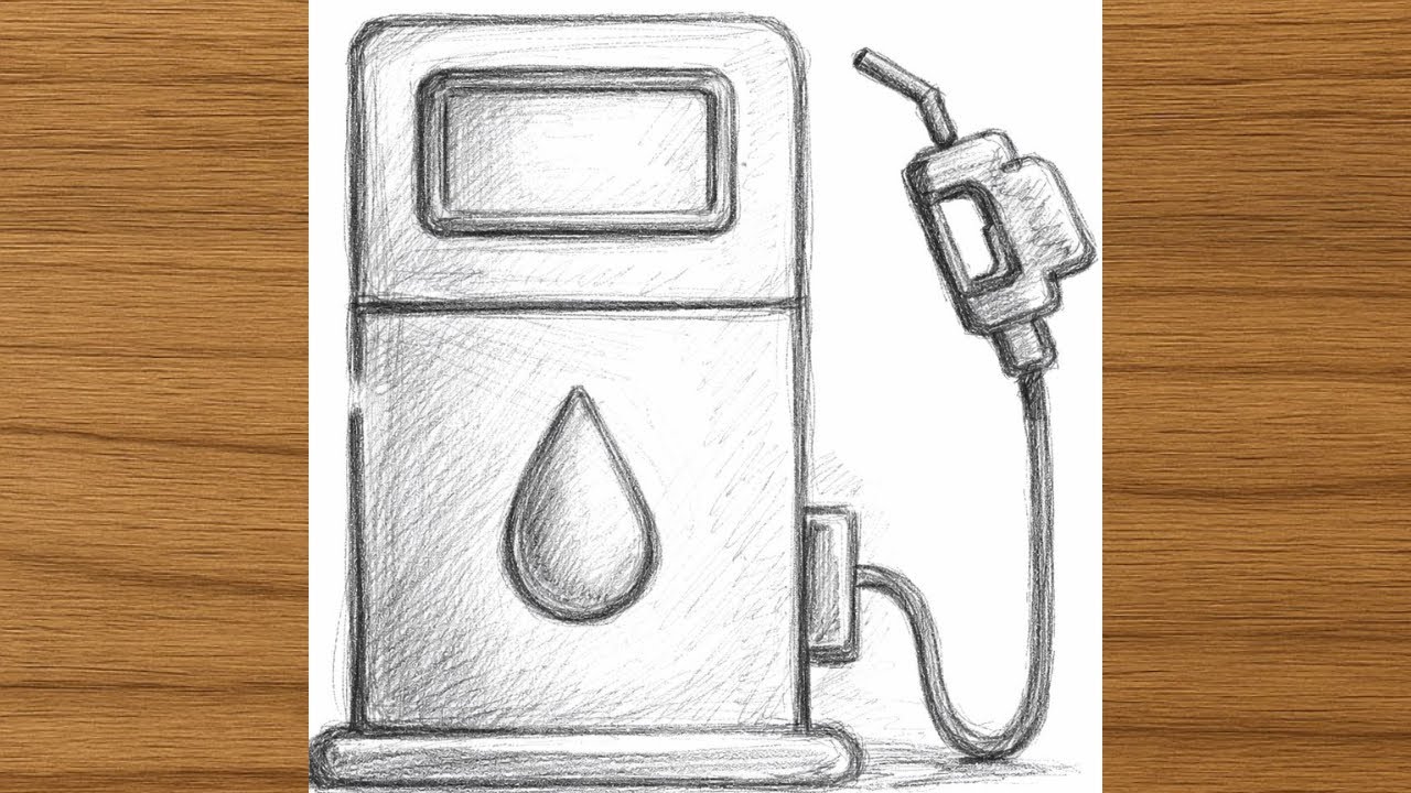 I Challenged Myself to Draw a Gas Pump Using Only One Pencil