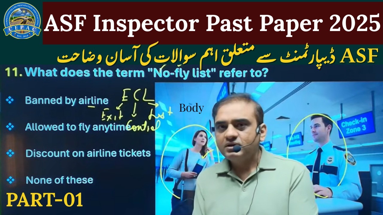 FPSC Past Paper Solved | ASF Inspector 2025 | Joiya Sir | CEPAC Academy