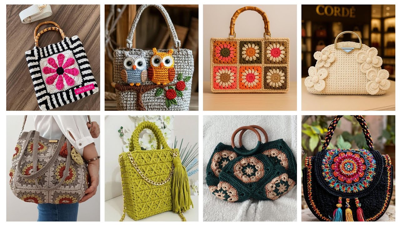 #1 unique stylish crochet hand bags designs/latest attractive crochet purse designs