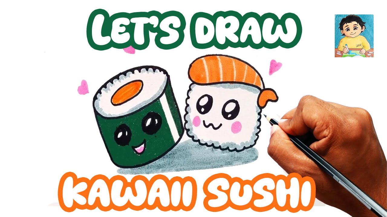 Cute Sushi Art for Kids! 🍣✨ Easy step by step drawing