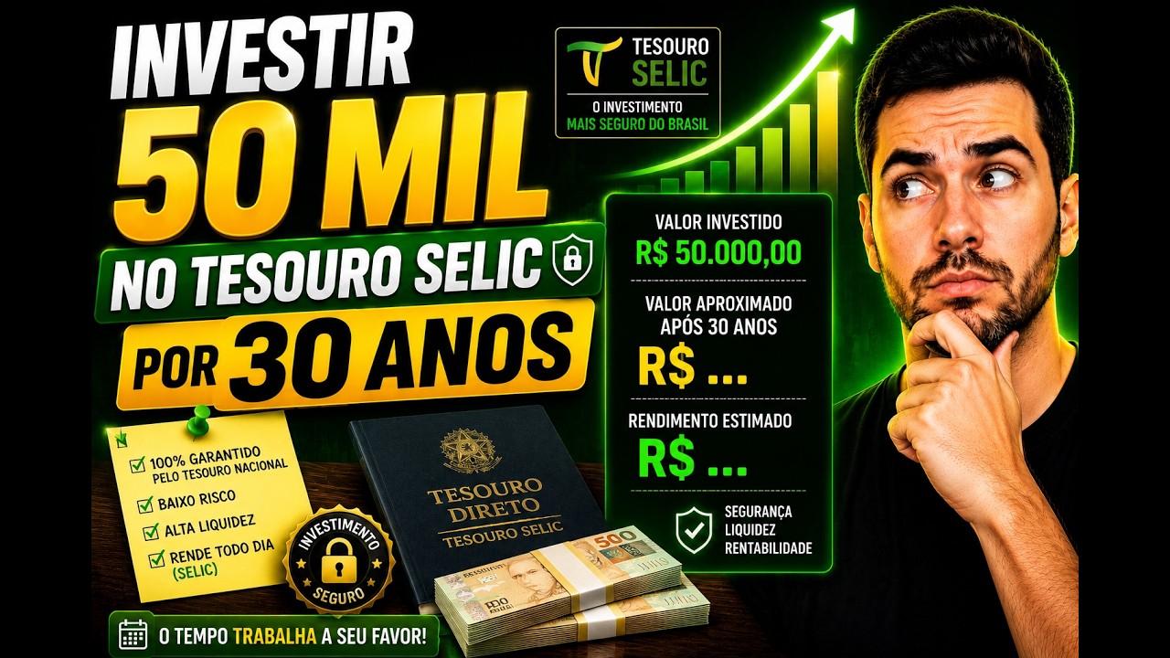INVESTIR 50 MIL NO TESOURO SELIC POR 30 ANOS