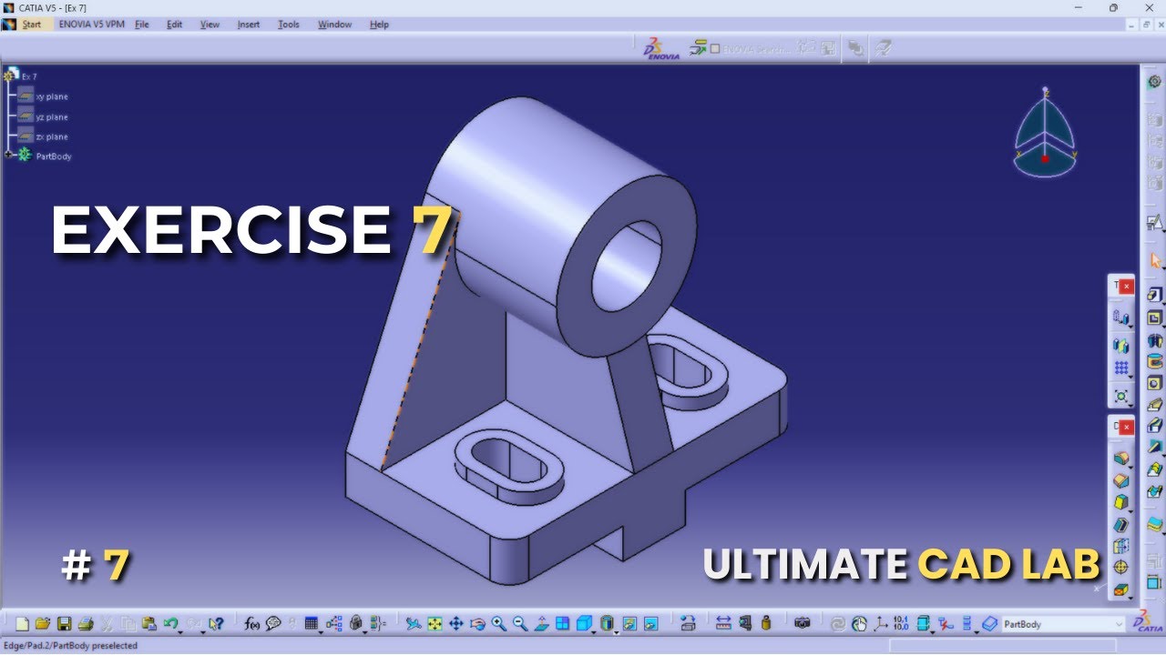CATIA V5 Basic 3D Model - Exercise 7 | Beginner Tutorial #catia #cad #catiatutorial #3ddesign #art