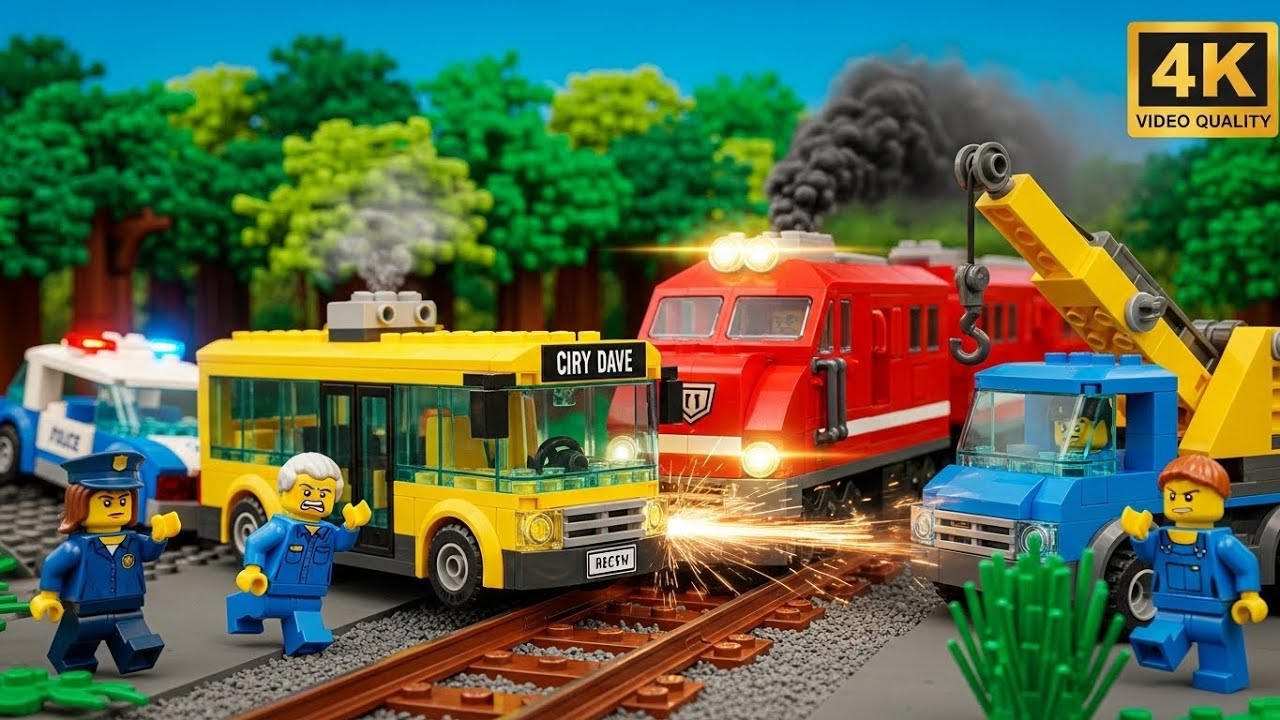 LEGO City Bus Breakdown on Train Tracks! 🚌🚂