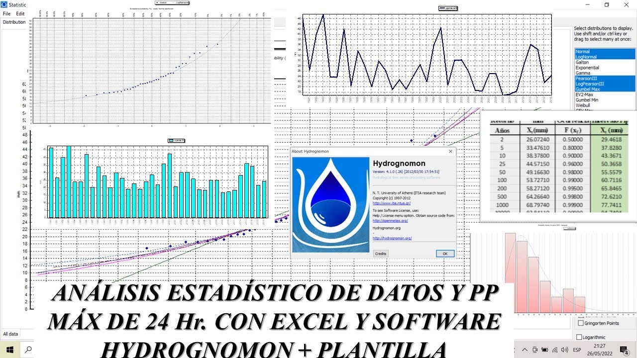 Hidrología - Análisis Estadístico de Datos y Cálculo de Precipitación máxima  con HYDROGNOMON.