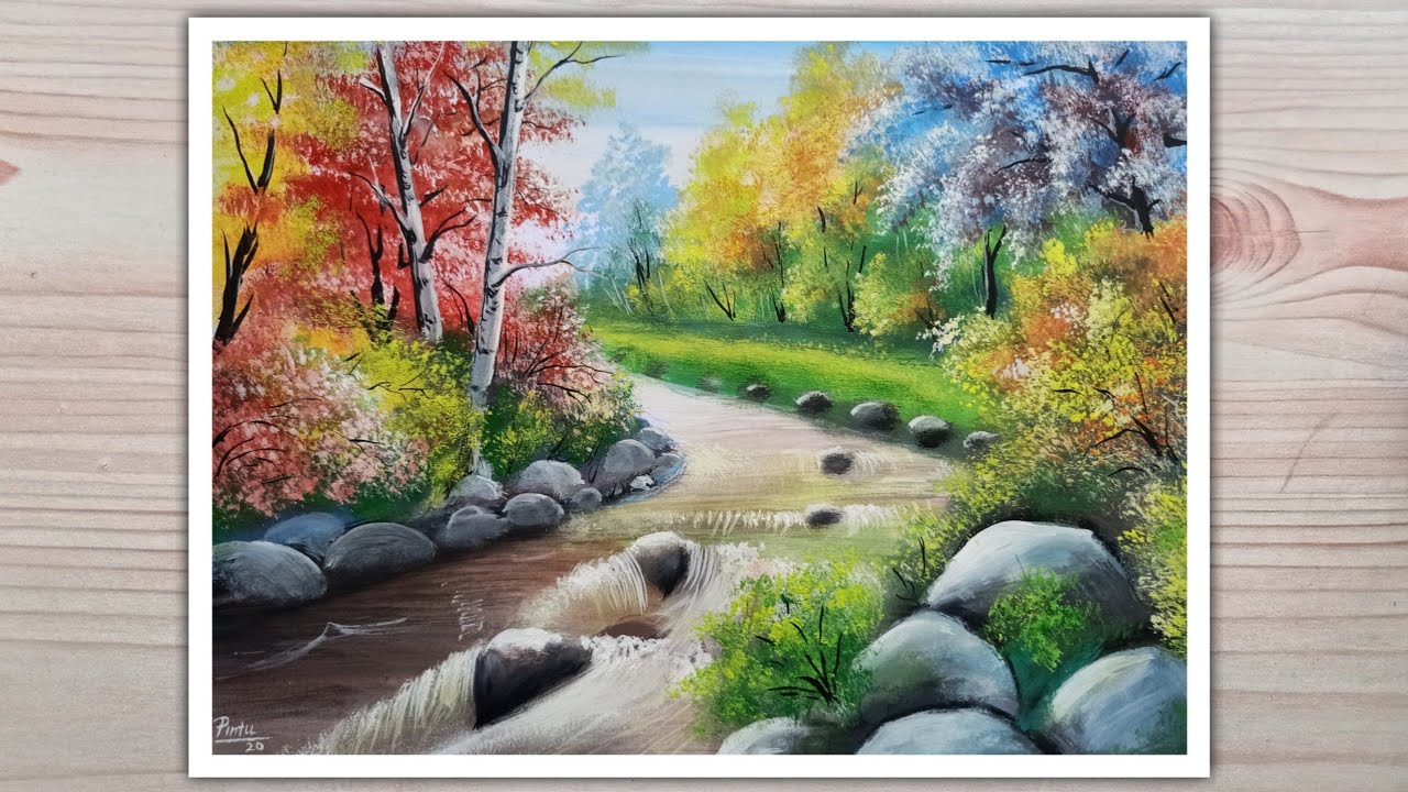 Poster Colour Painting | Daily Challenge 5 - Stream through the jungle