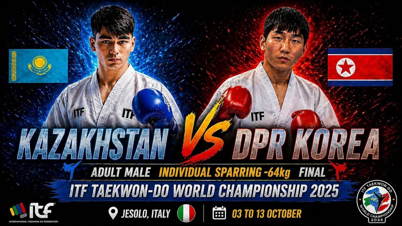 Adult male-64kg Kazakhstan🇰🇿 vs DPR🇰🇵 finals at XXIII TAEKWONDO ITF WORLD CHAMPIONSHIP ITALY🇮🇹 