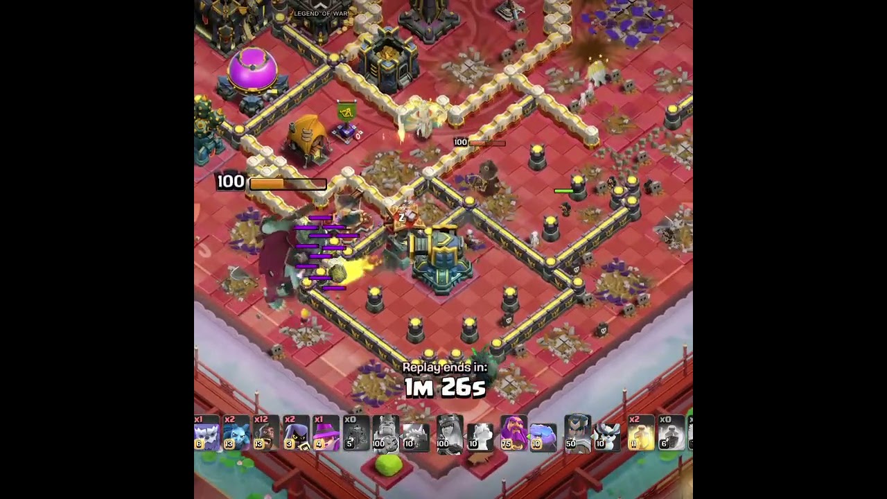 Coc Th 17 Max Defense Vs Queen 👑 charge Hybrid army best attack • 