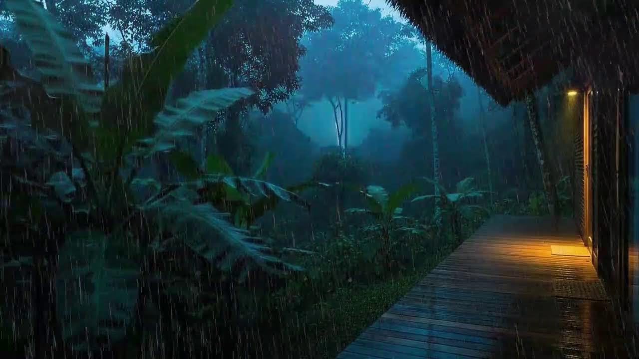 Sleep Faster with Steady Rainfall and Distant Rumble at Cozy Cabin 🌧️