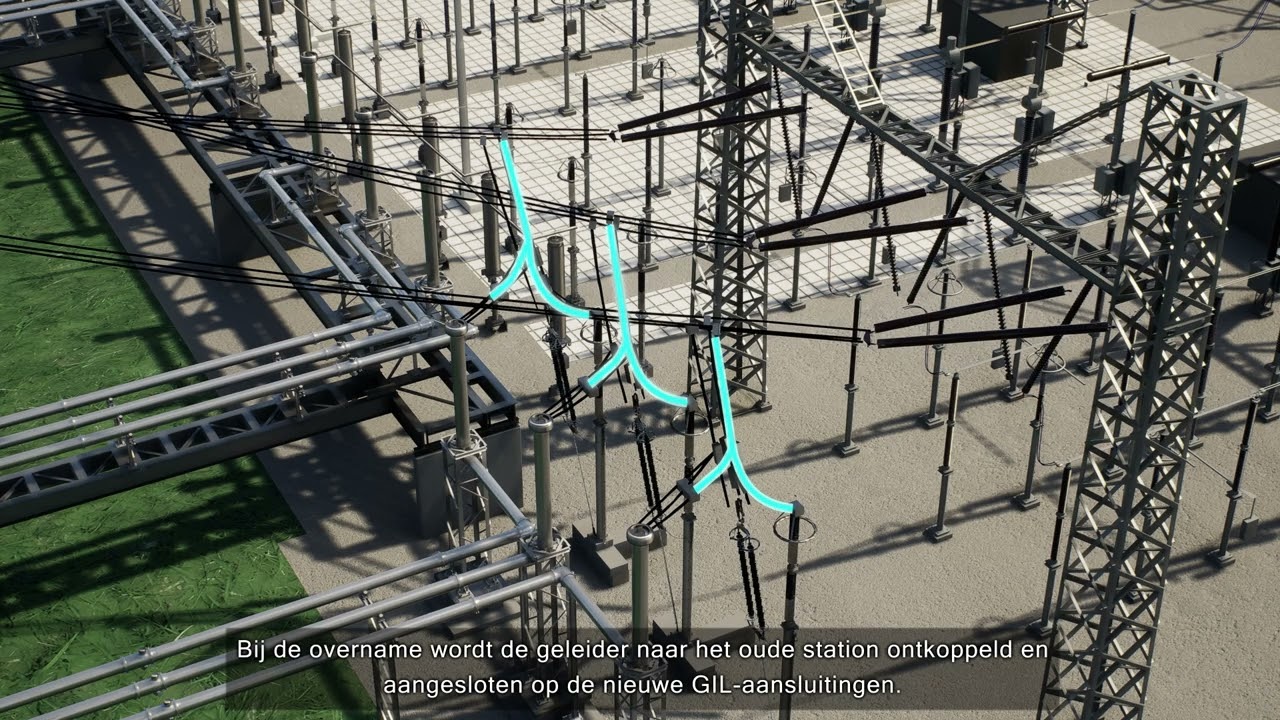 Animatie nieuw hoogspanningsstation Maasbracht