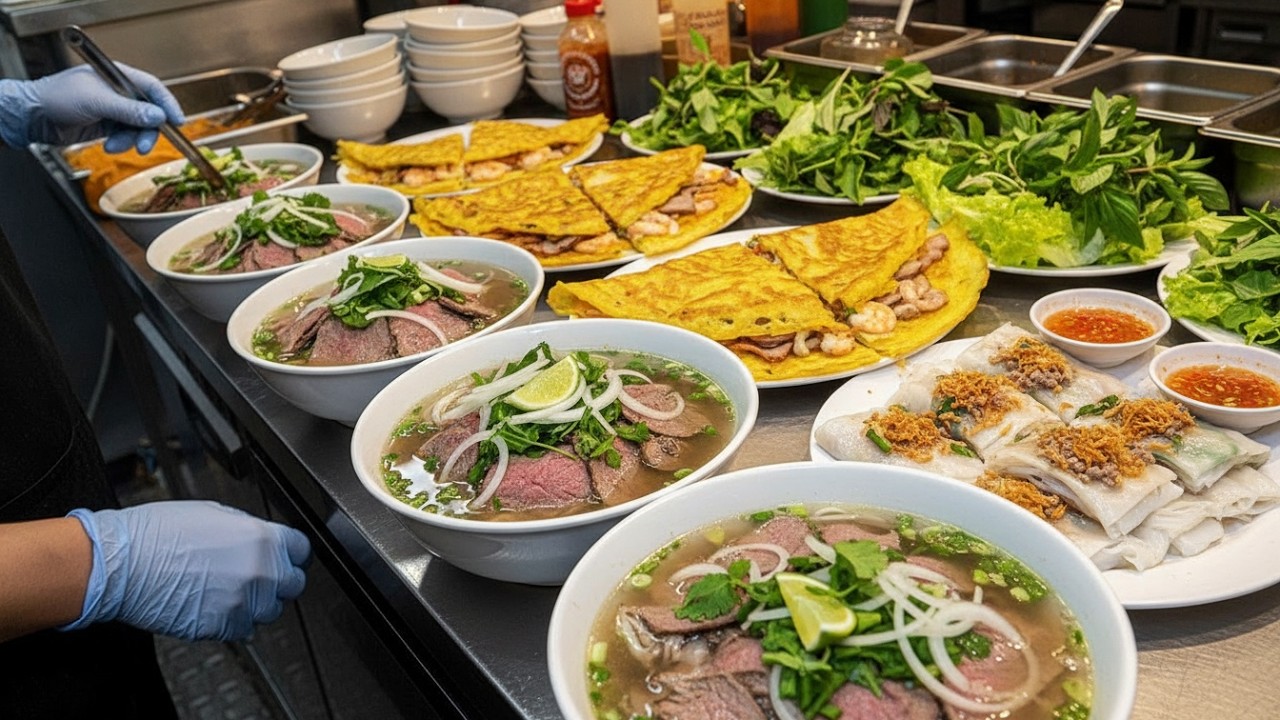 Vietnamese Food Prep Process: Hanoi Pho, Banh Cuon & Banh Xeo (Step-by-Step)