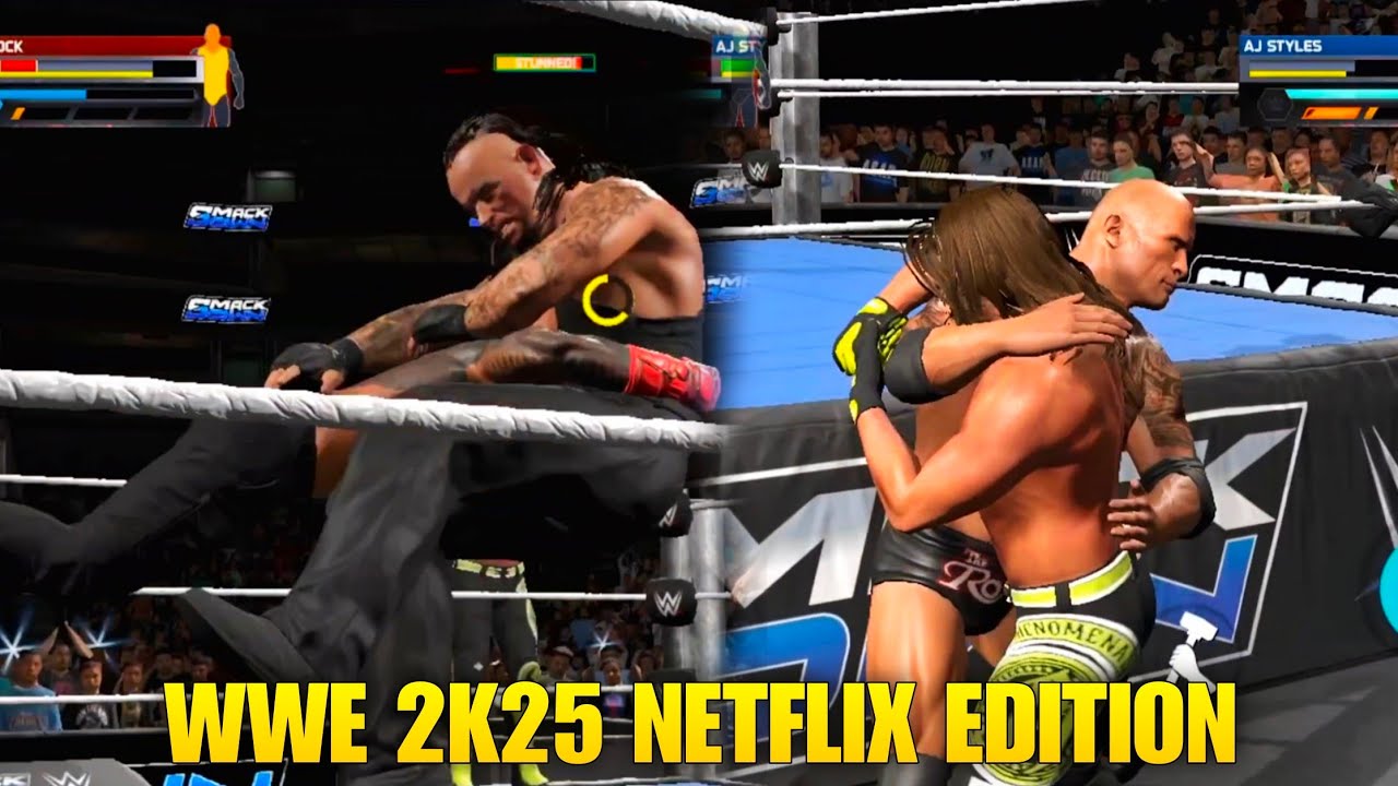 🔥 Roman Reigns & The Rock vs AJ Styles & The Undertaker – TAG MATCH! | WWE 2K25 Netflix Edition 💥🔥