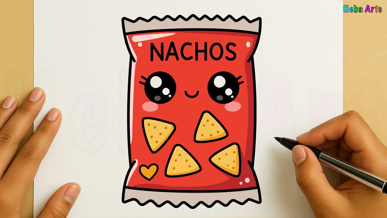 How to Draw a Cute Nachos step by step | Easy Kawaii Food Drawing for Kids / Easy drawing