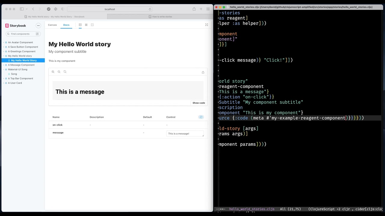 Component Driven ClojureScript with Storybook - David Vujic - reClojure 2021