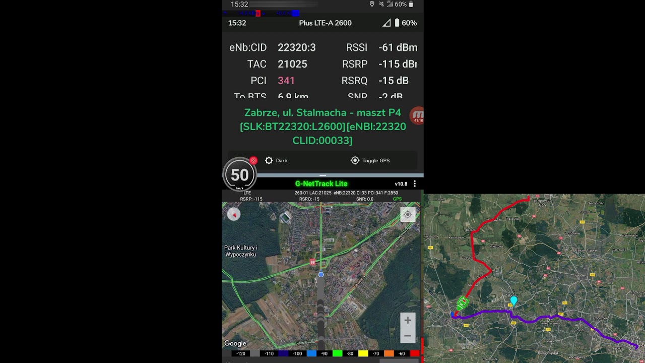 Test LTE B1+B7 (2100+2600MHz) | Plus | Tarnowskie G&oacute;ry - Katowice (przez Gliwice)