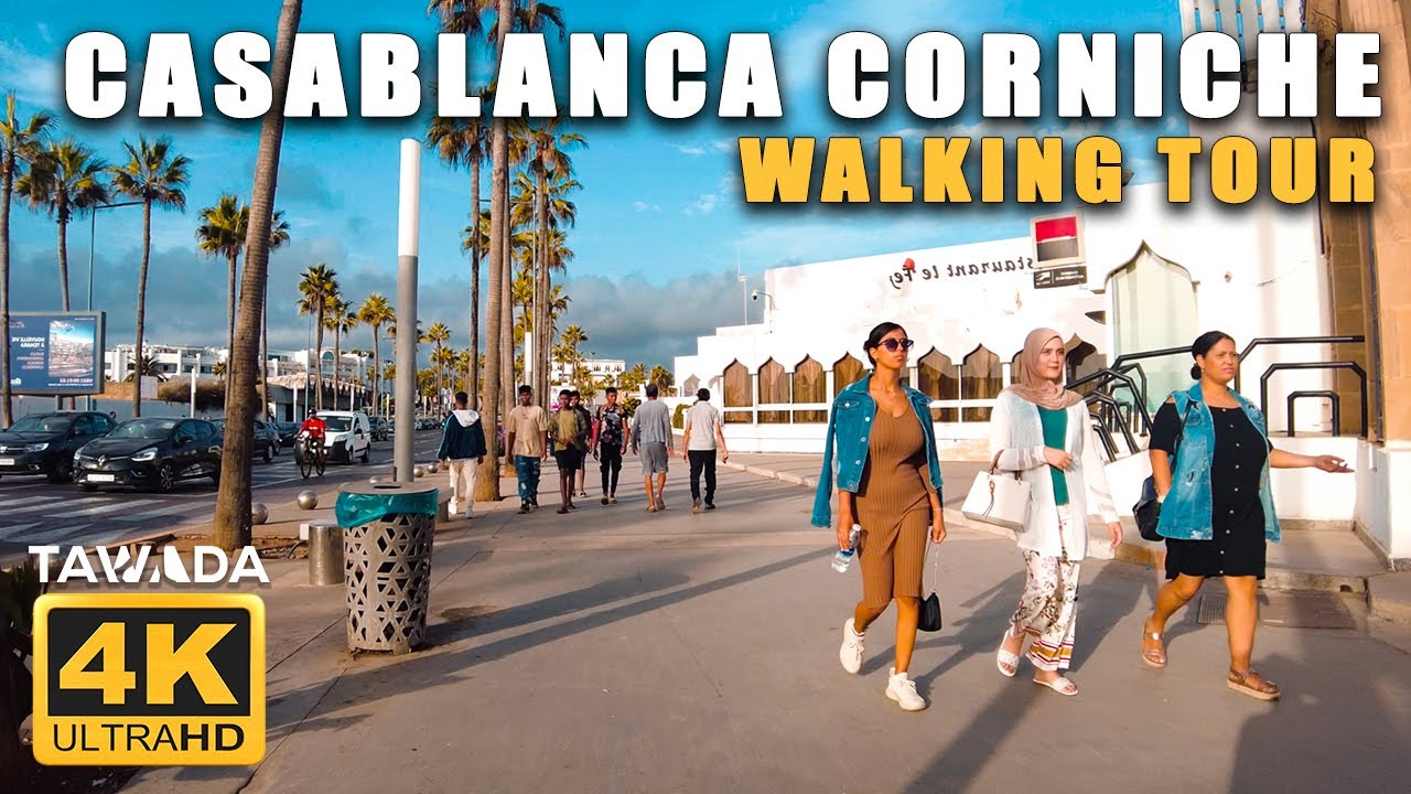 CASABLANCA - AIN DIAB walking tour  - Casablanca Morocco 4K UHD