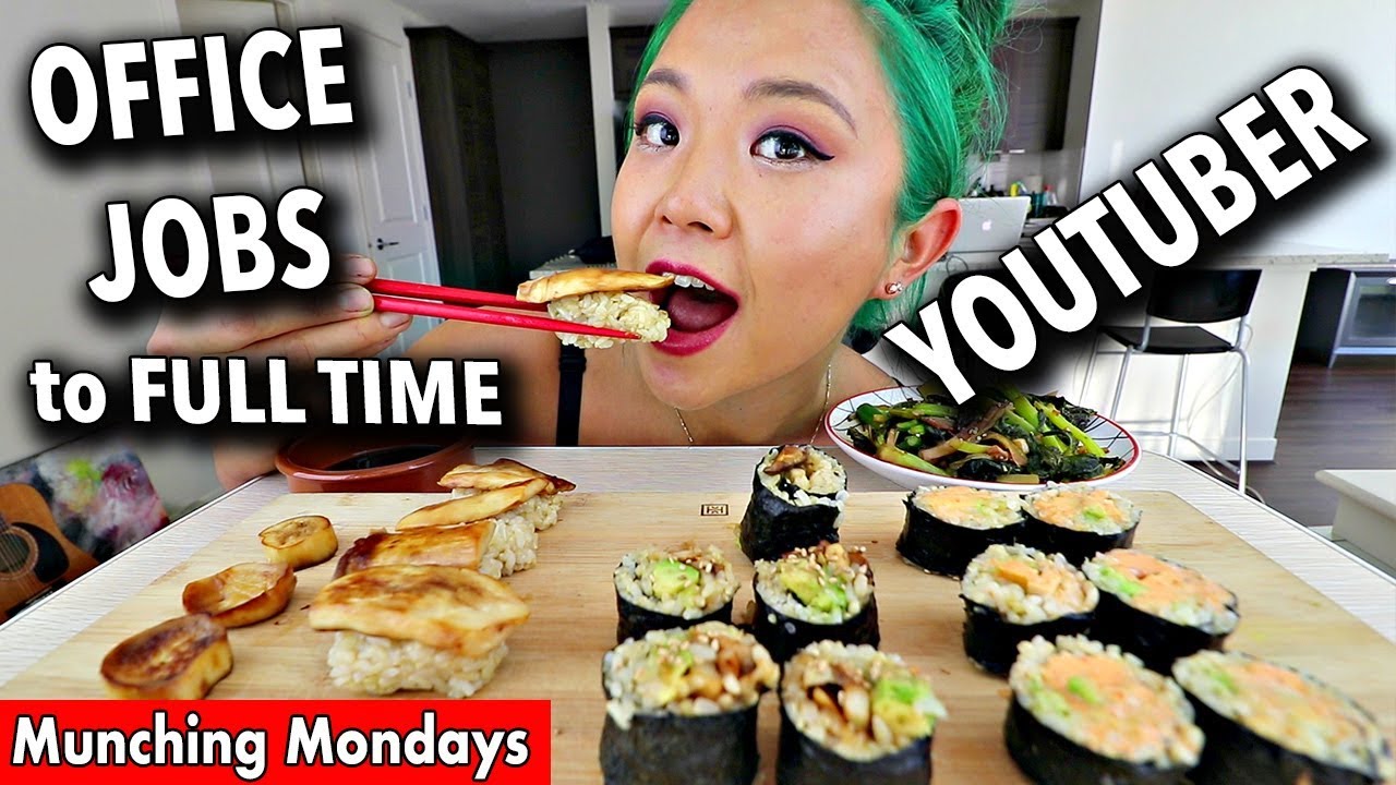 VEGAN SUSHI MUKBANG EATING SHOW (HOMEMADE) // Munching Mondays Ep.6
