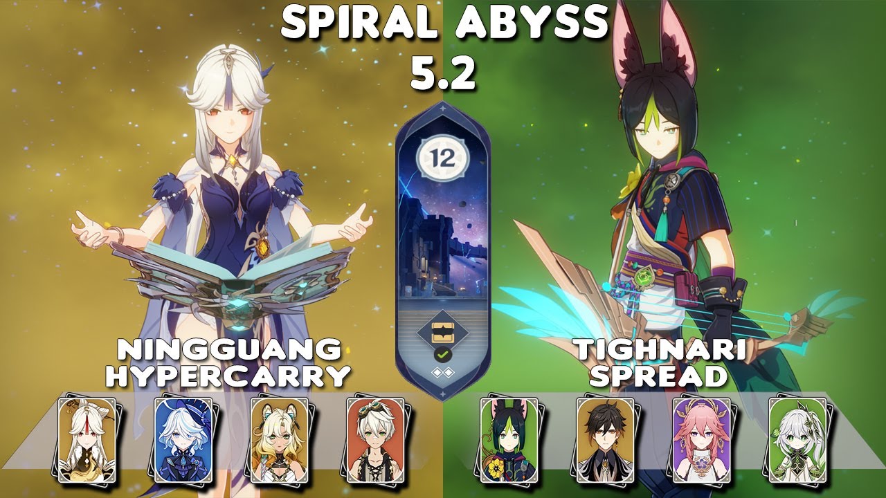 Spiral Abyss 5.2 | C6 Ningguang Hypercarry & C1 Tighnari Spread | Floor 12-9⭐| Genshin Impact