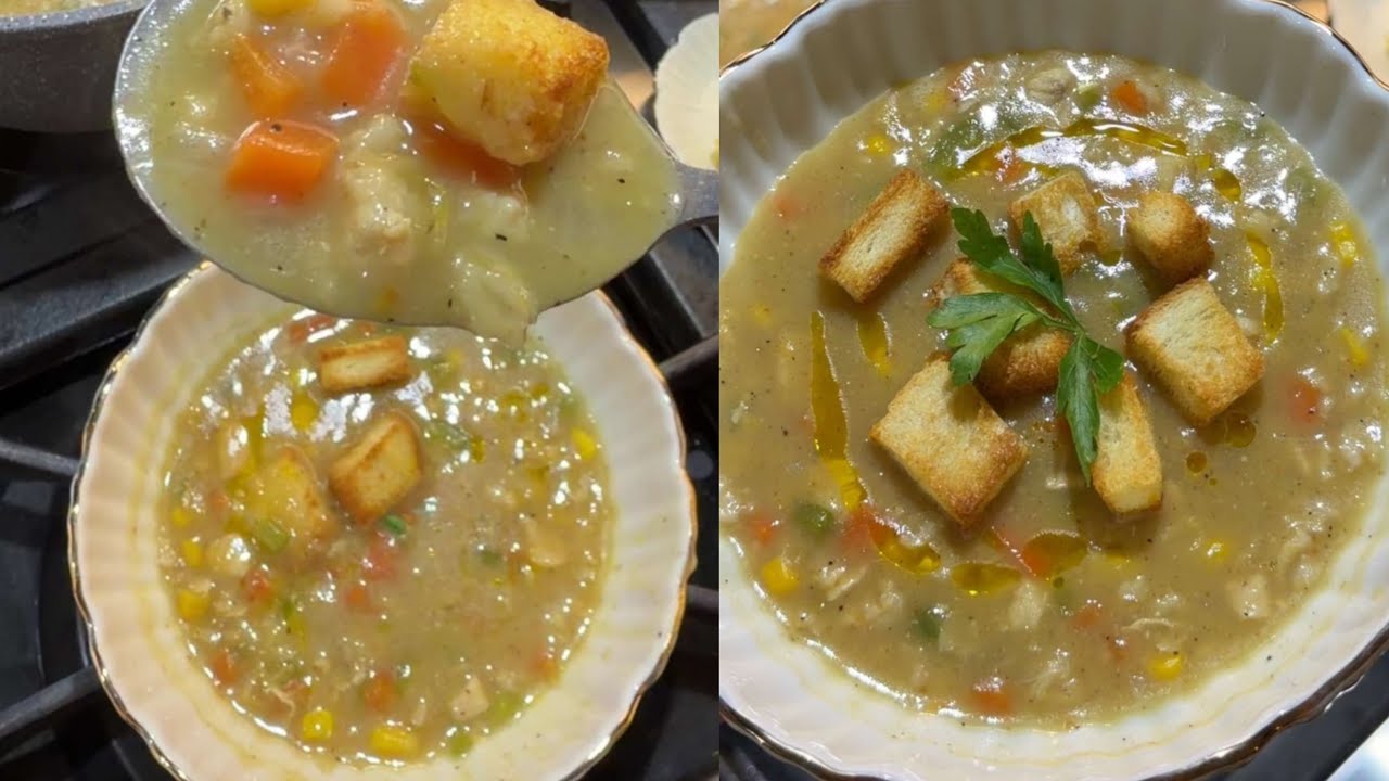 شوربة دجاج بالشوفان بطريقة بنت الهاشمي