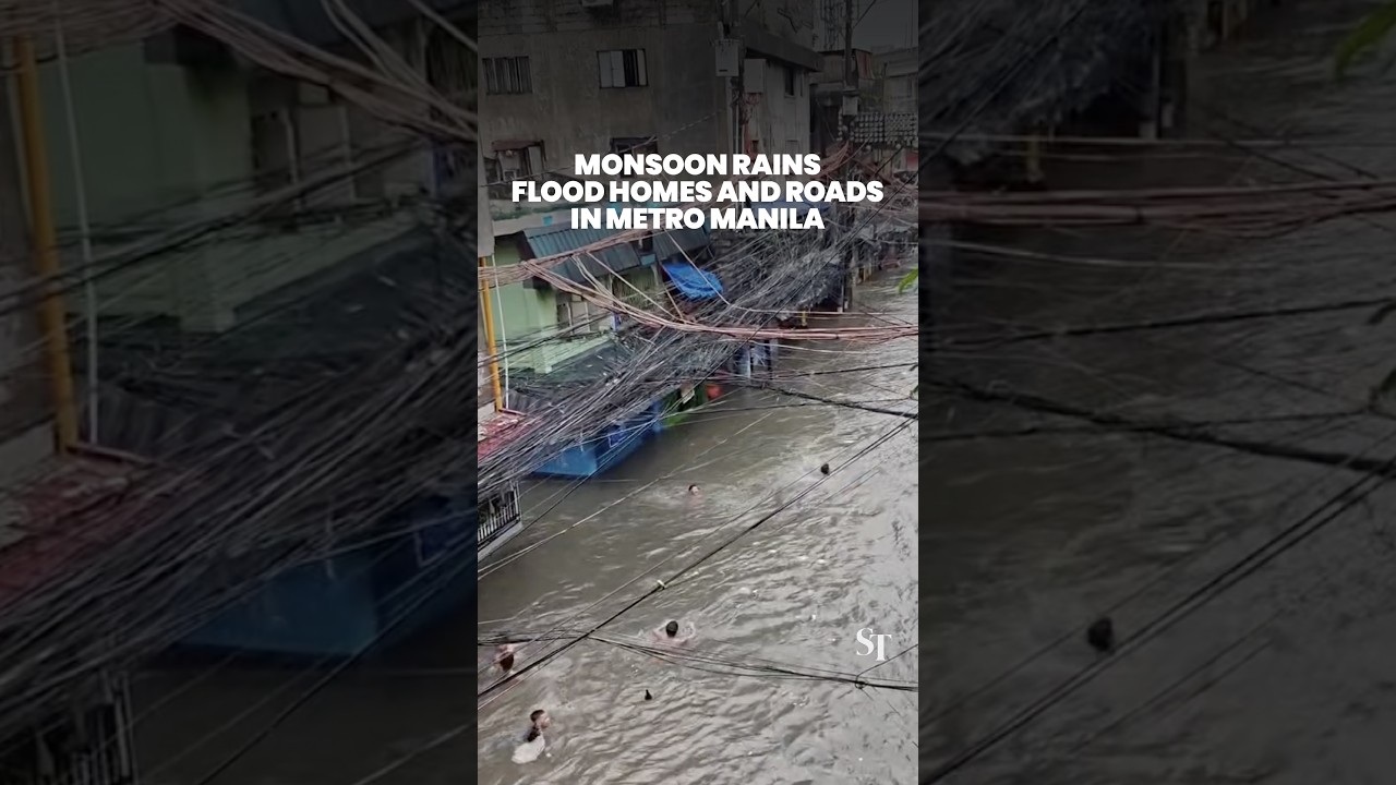 Monsoon rain floods areas in Manila, Philippines