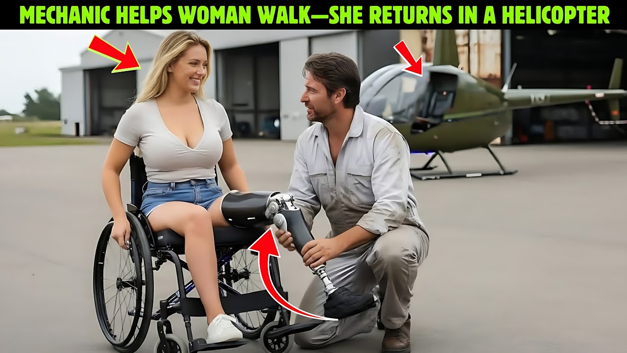 Struggling Mechanic Helps Disabled Woman — Her Return in a Helicopter Changes His Life Forever