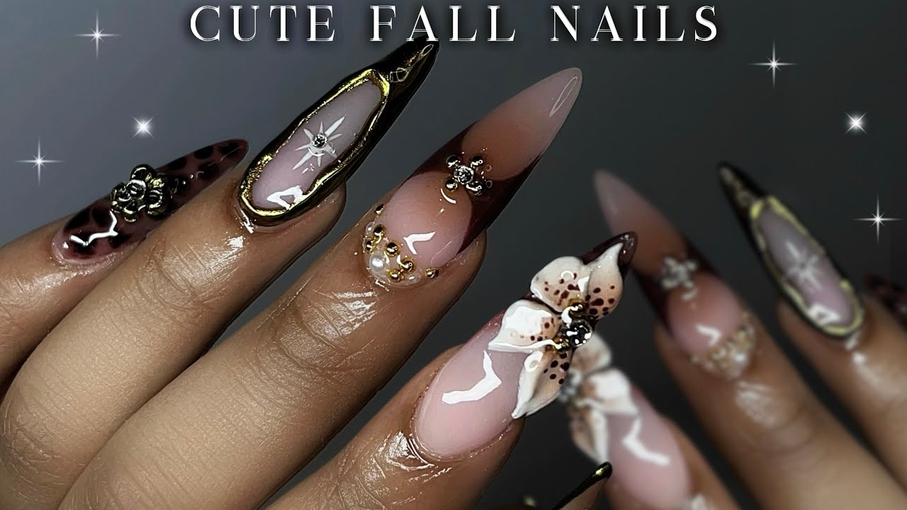 CUTE FALL ALMOND NAILS 🤎⚜️✨ Acrylic application + detailed nail art | Fall Nails